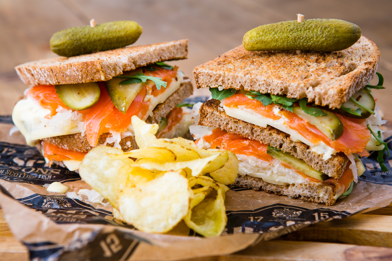 image-BROVER smoked salmon sandwich with whole gherkins